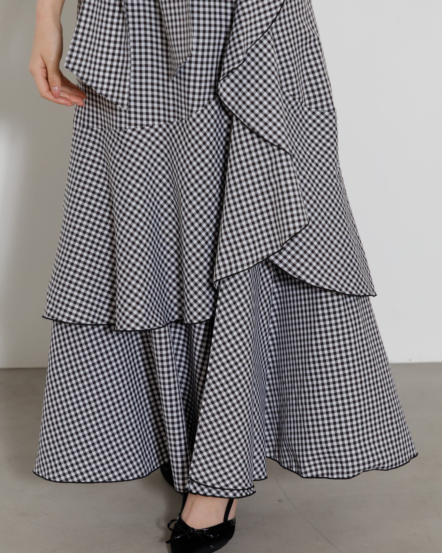 gingham check frill one-piece