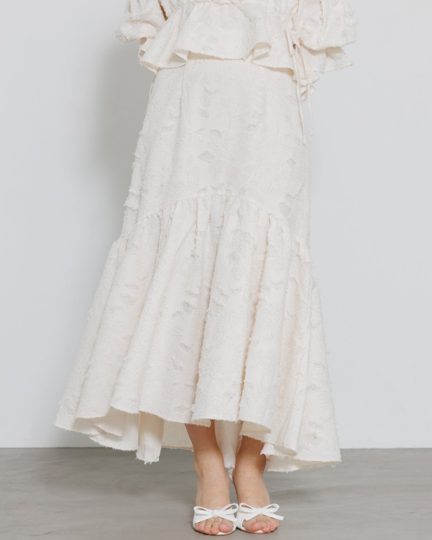 tiered fringe long skirt