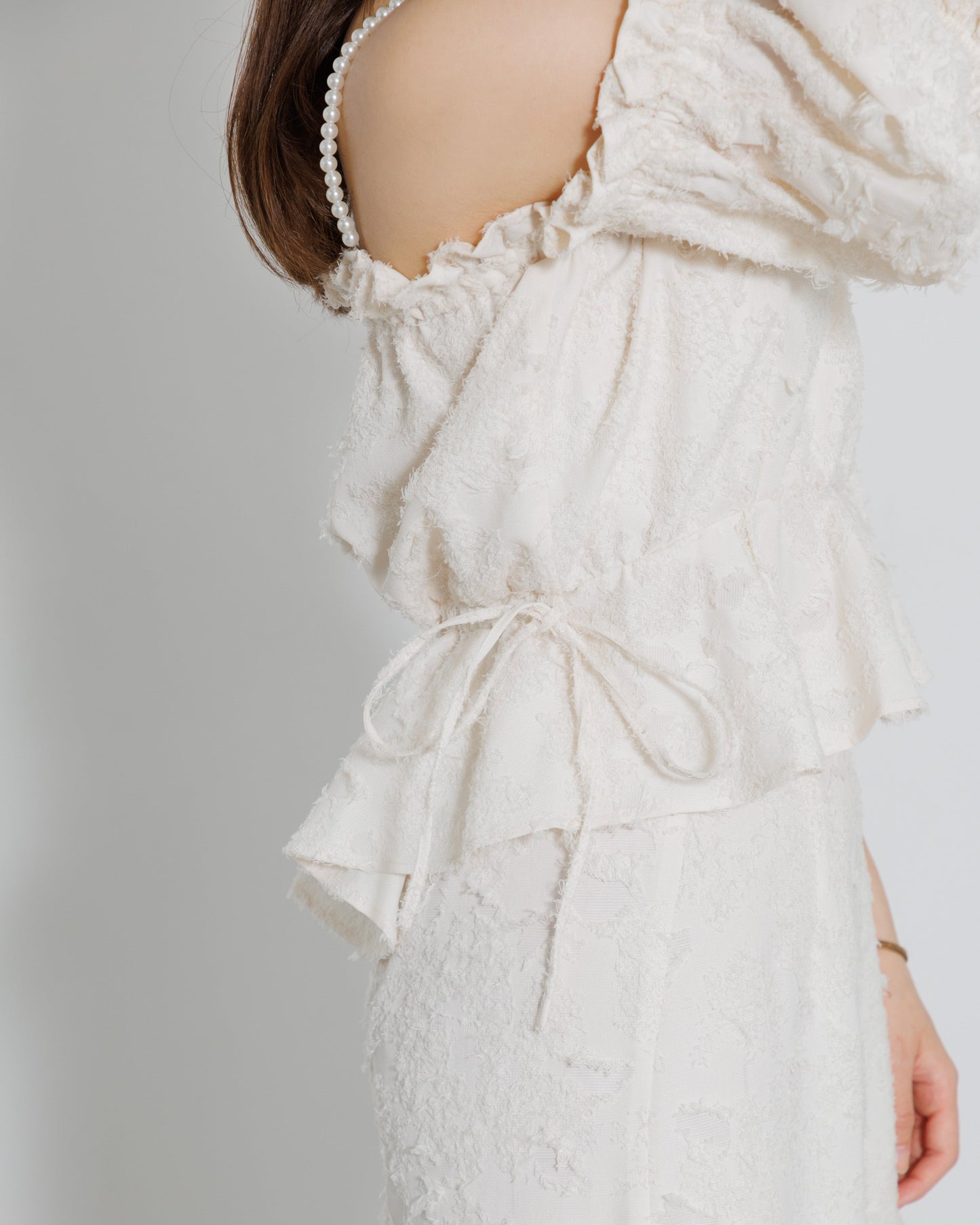 pearl shoulder fringe blouse