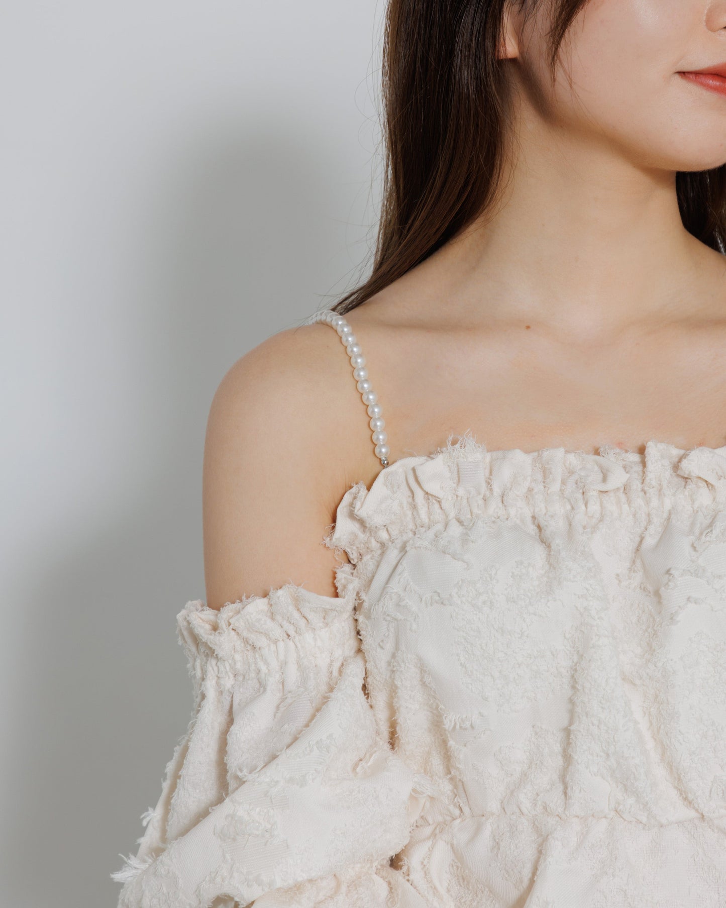 pearl shoulder fringe blouse