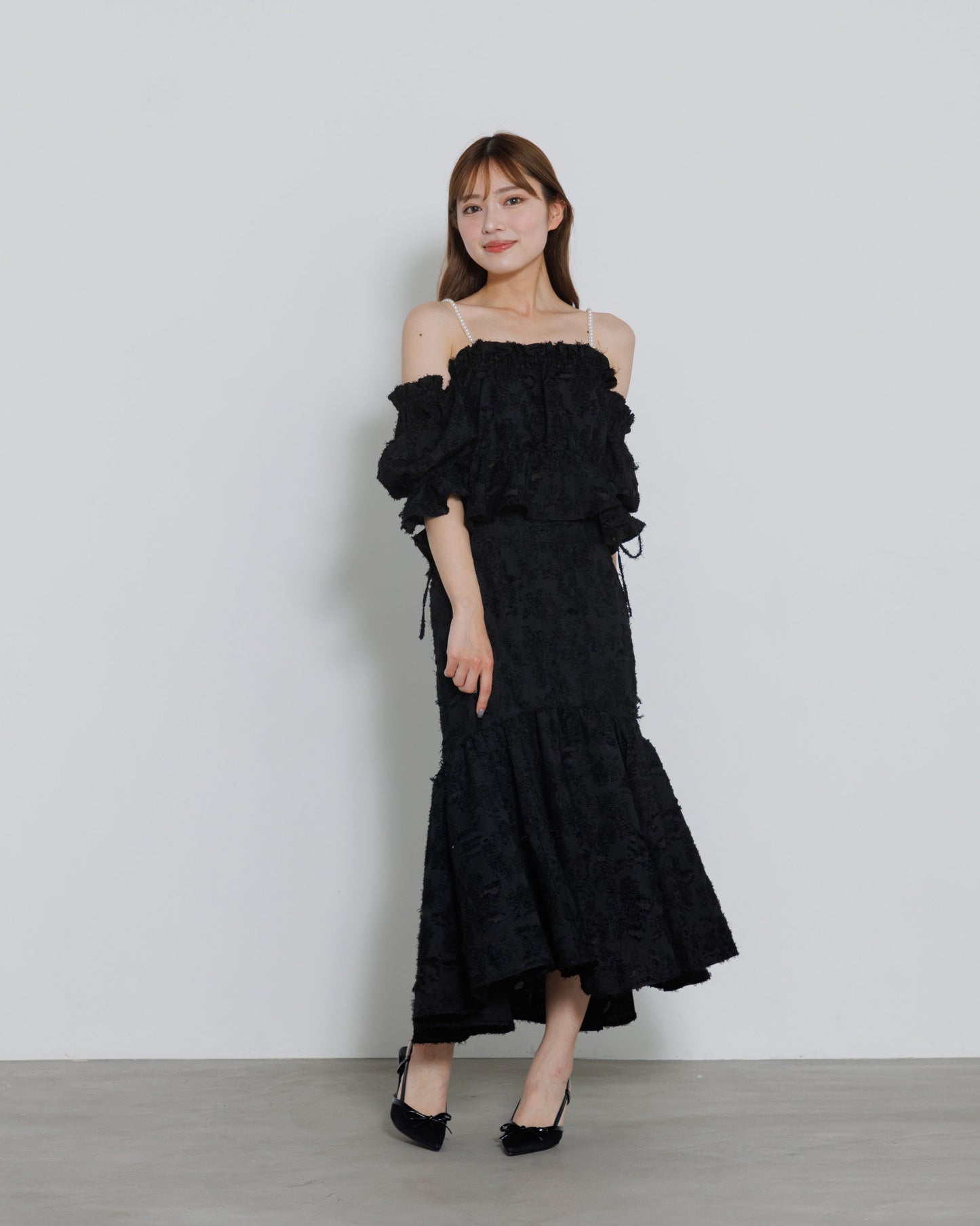 tiered fringe long skirt
