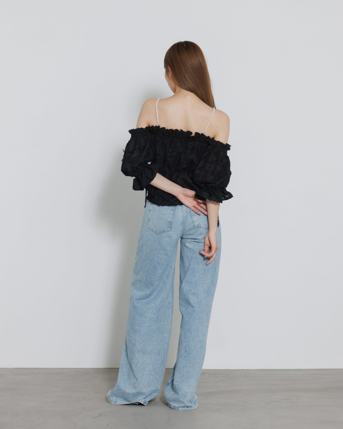 pearl shoulder fringe blouse
