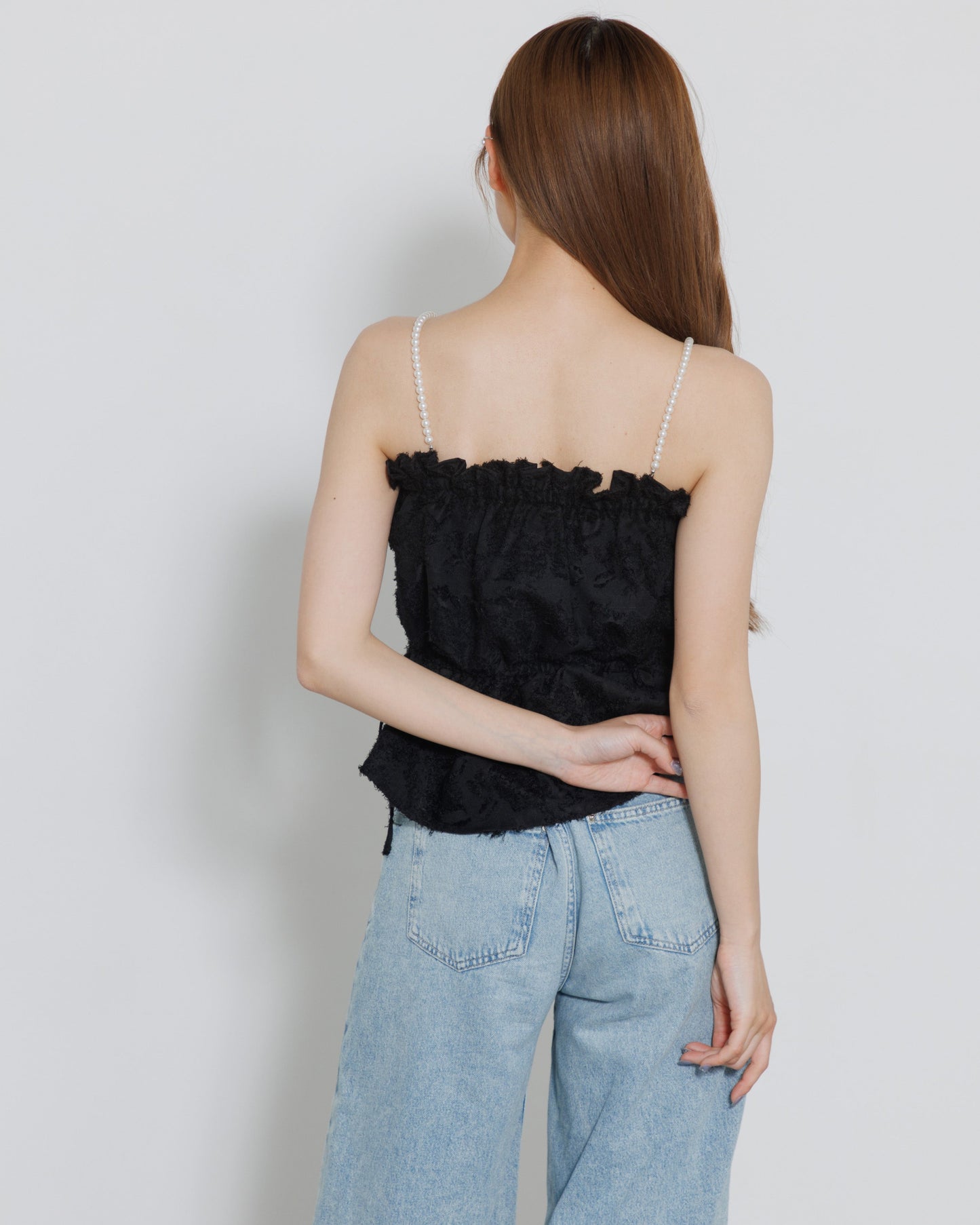 pearl shoulder fringe blouse