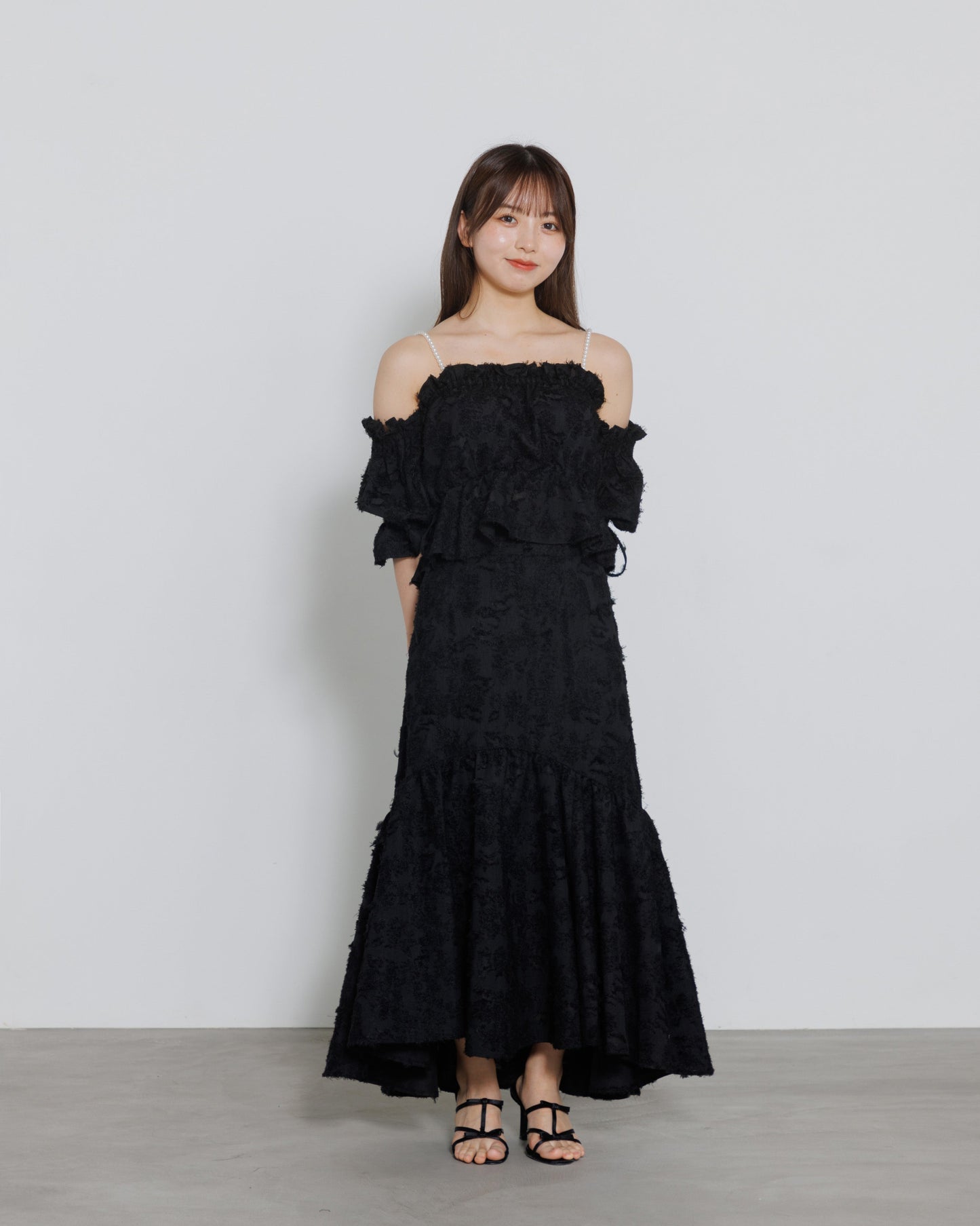 tiered fringe long skirt