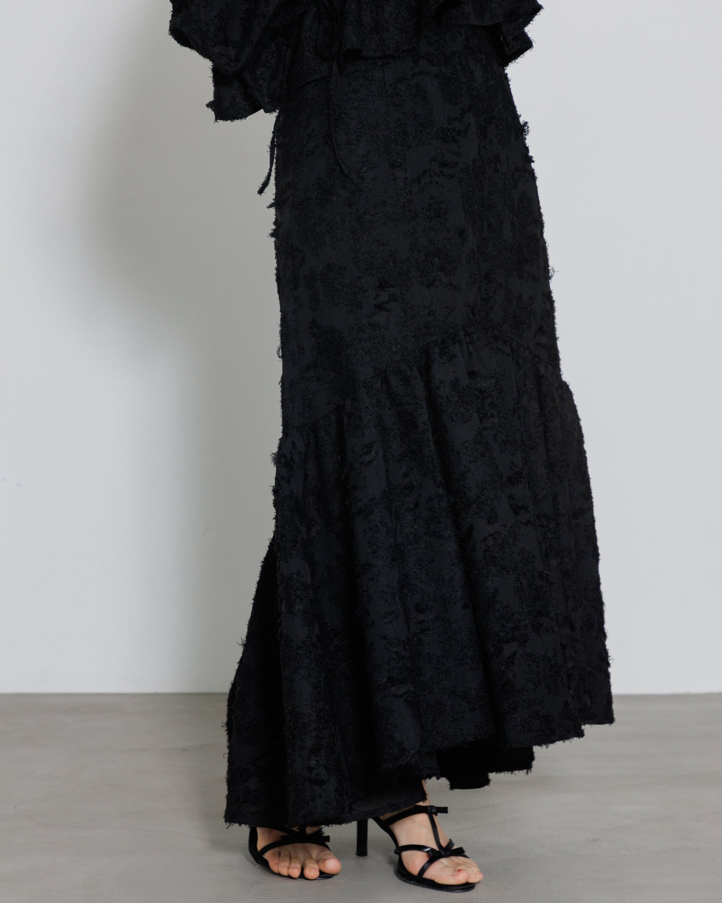 tiered fringe long skirt