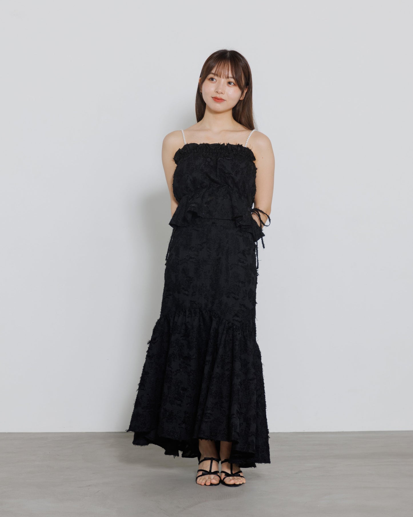 tiered fringe long skirt
