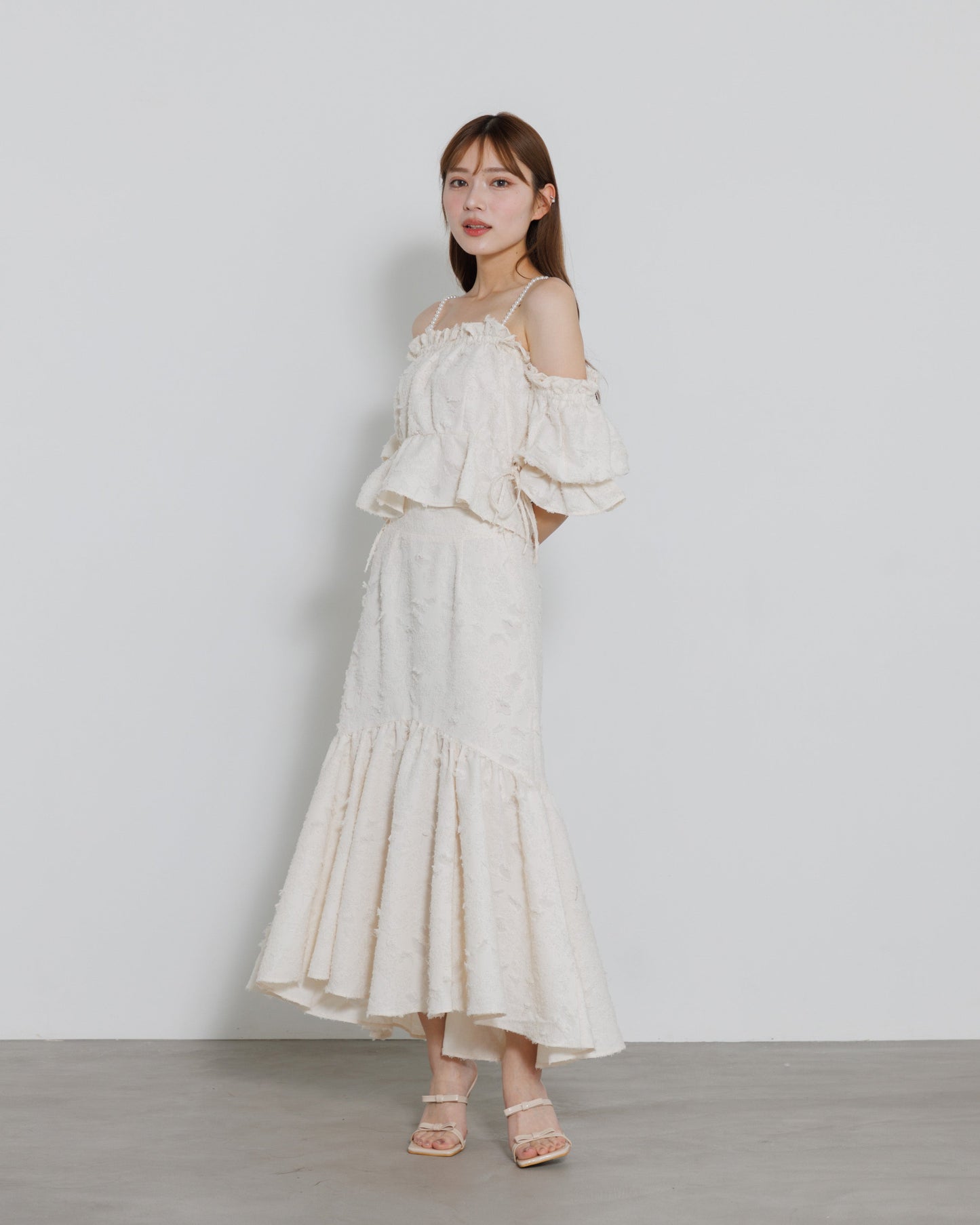 tiered fringe long skirt