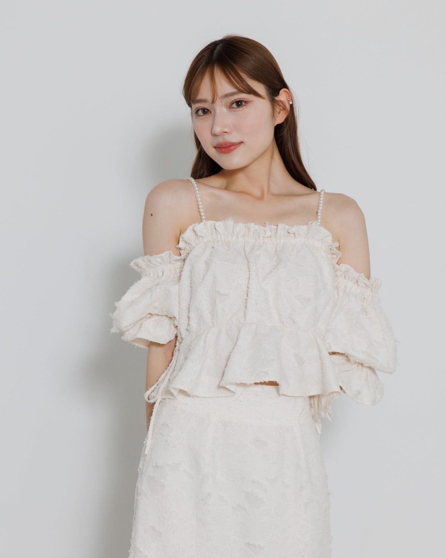 pearl shoulder fringe blouse