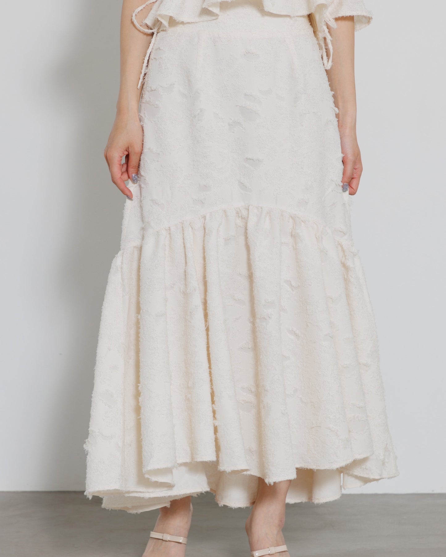 tiered fringe long skirt