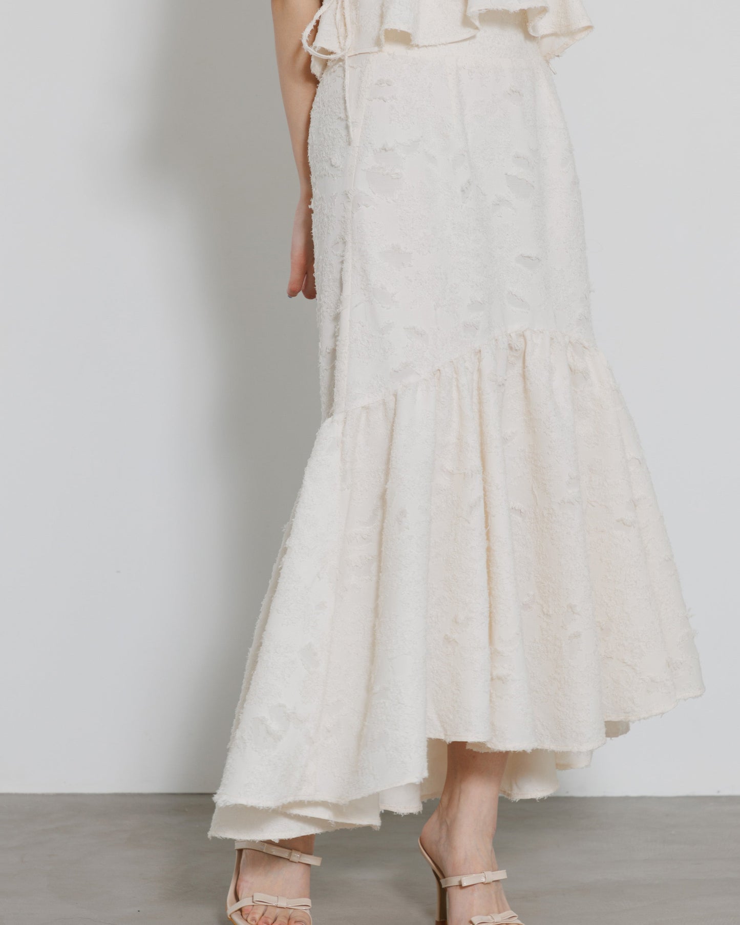 tiered fringe long skirt