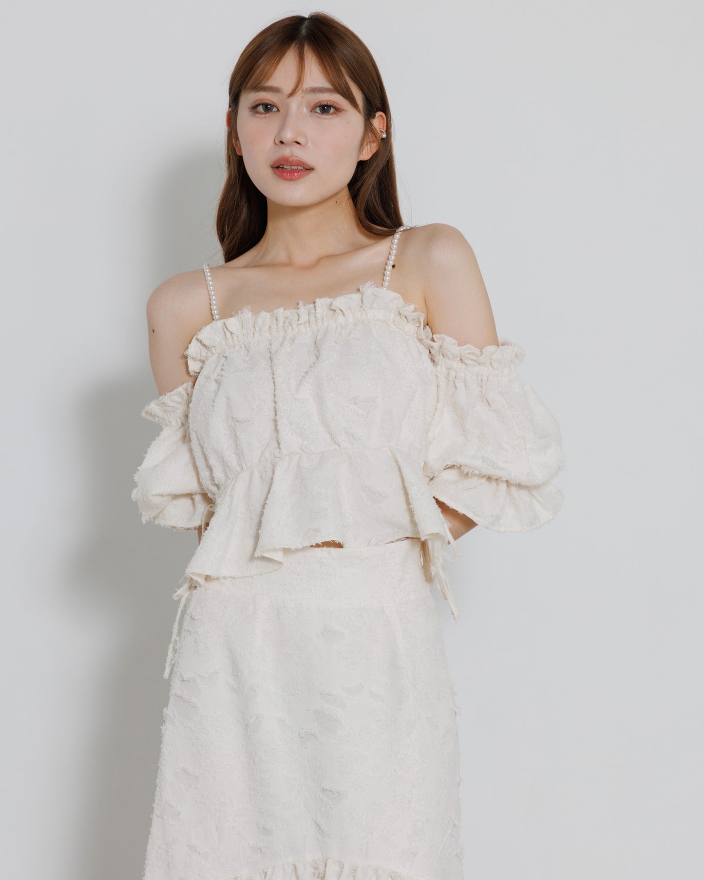 pearl shoulder fringe blouse
