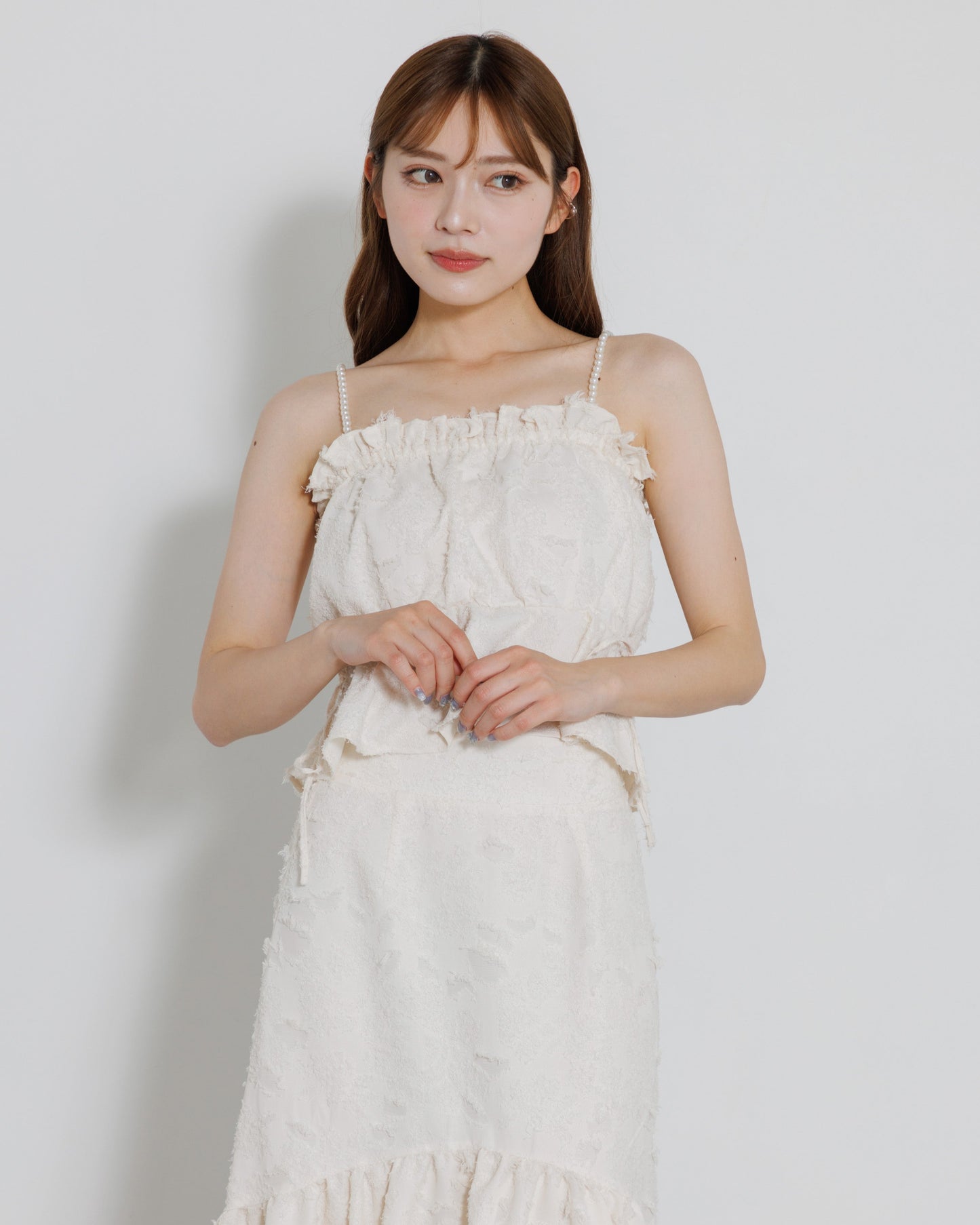 pearl shoulder fringe blouse