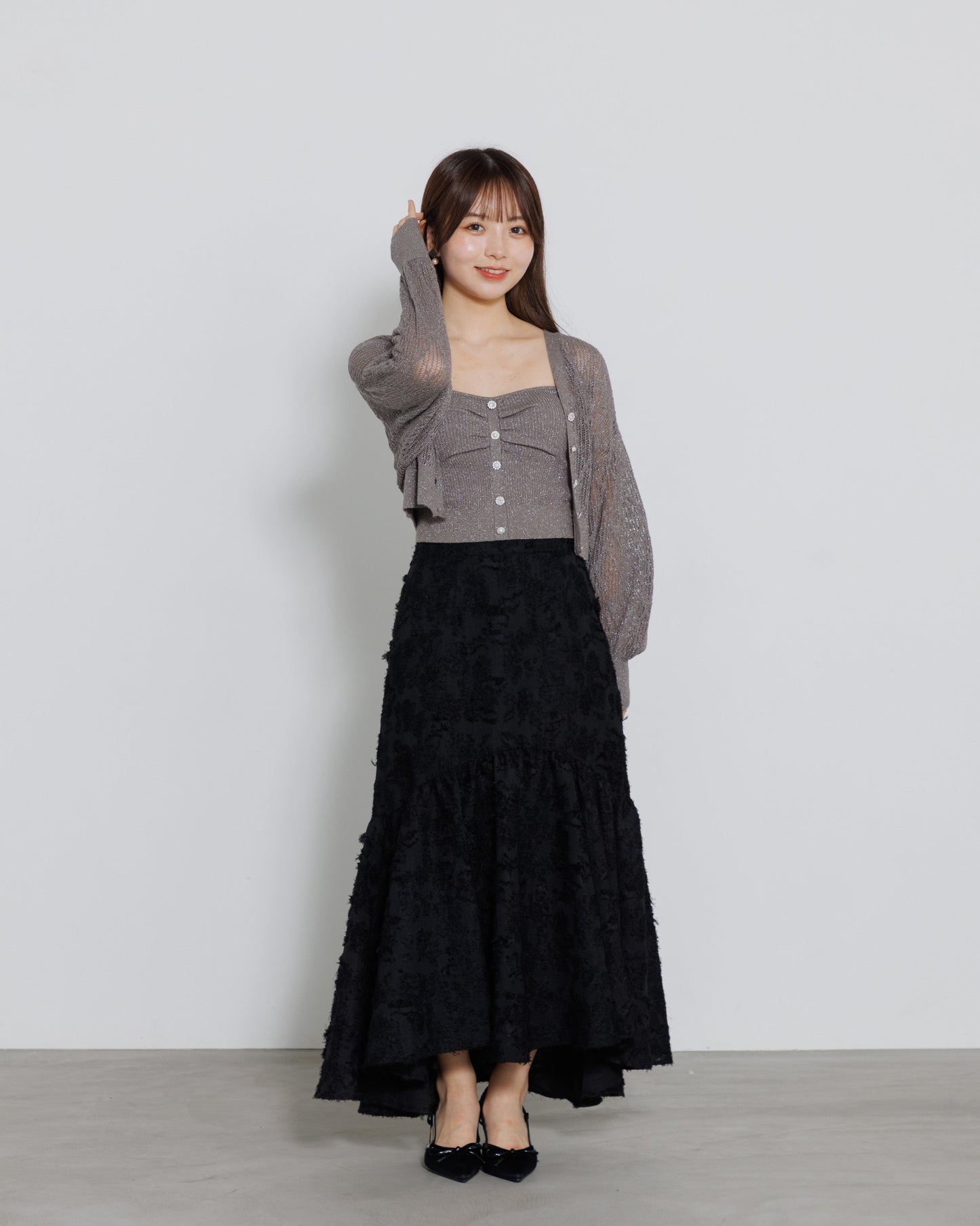 tiered fringe long skirt