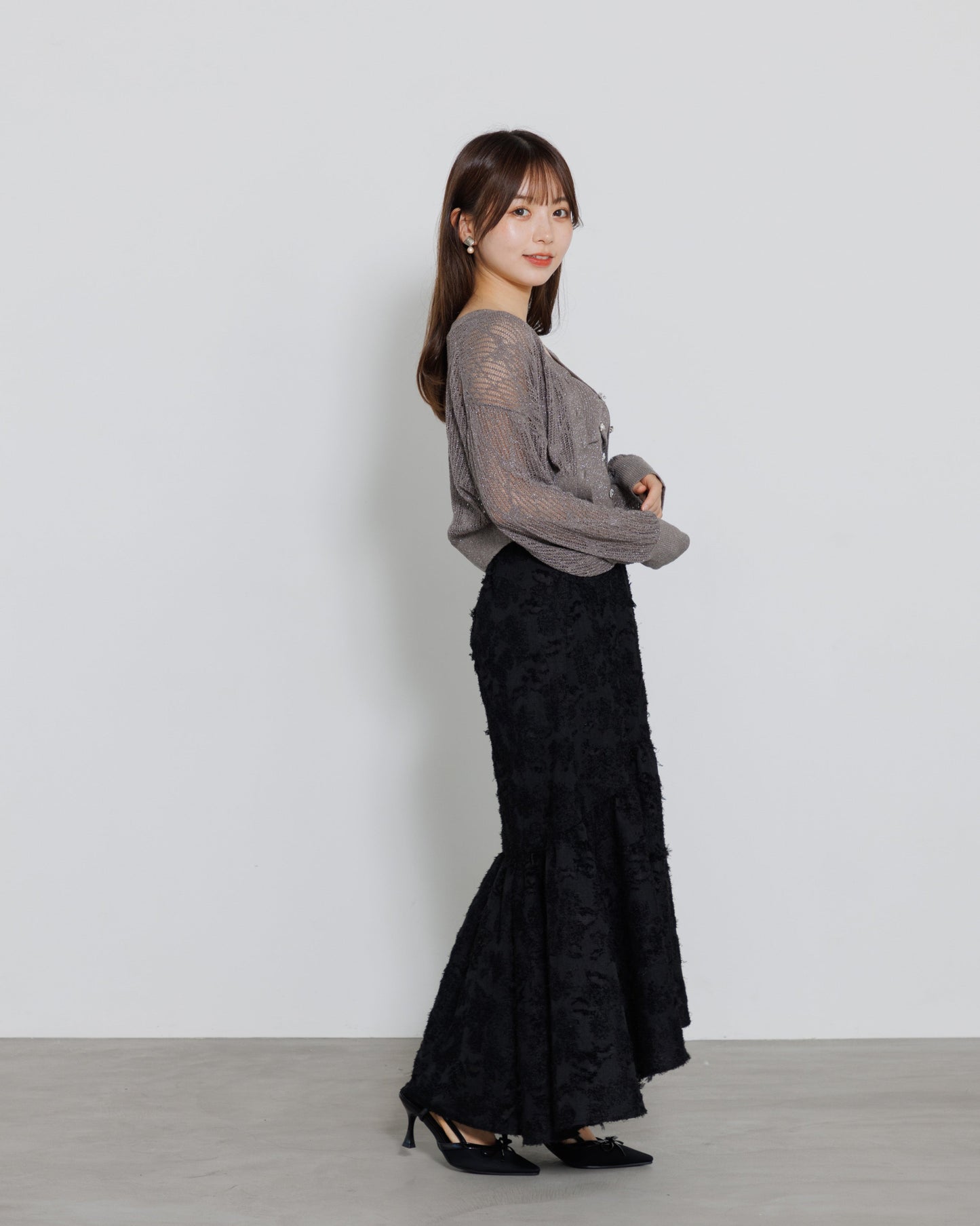 tiered fringe long skirt