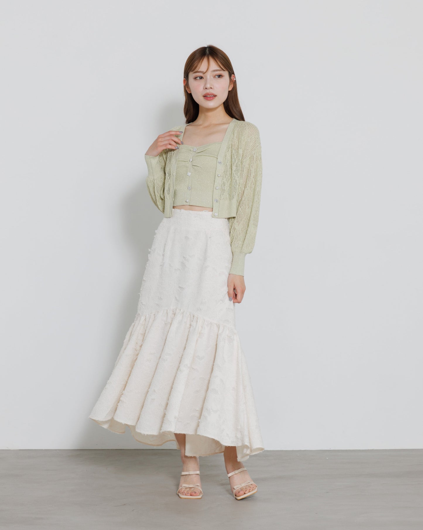 tiered fringe long skirt