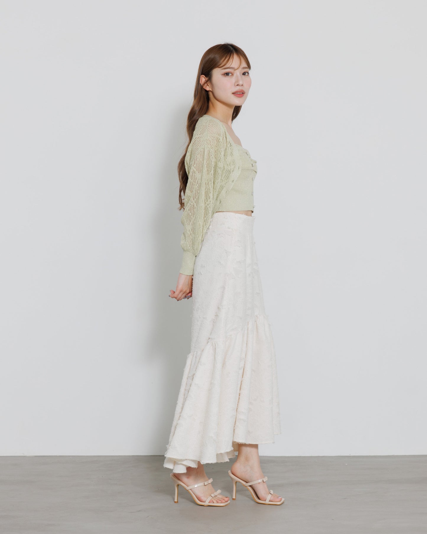 tiered fringe long skirt