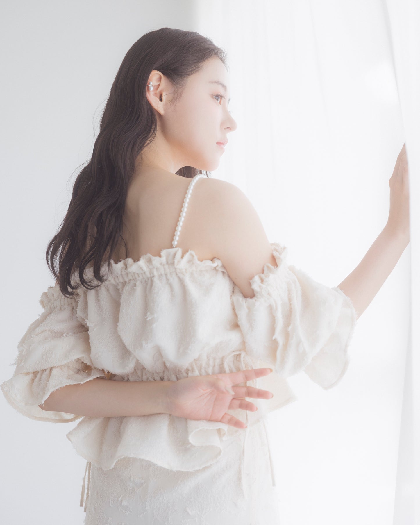 pearl shoulder fringe blouse