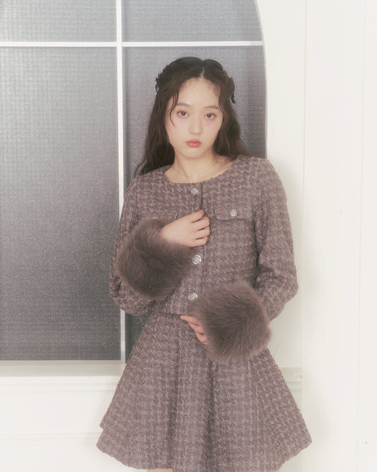 2way tweed like short jacket
