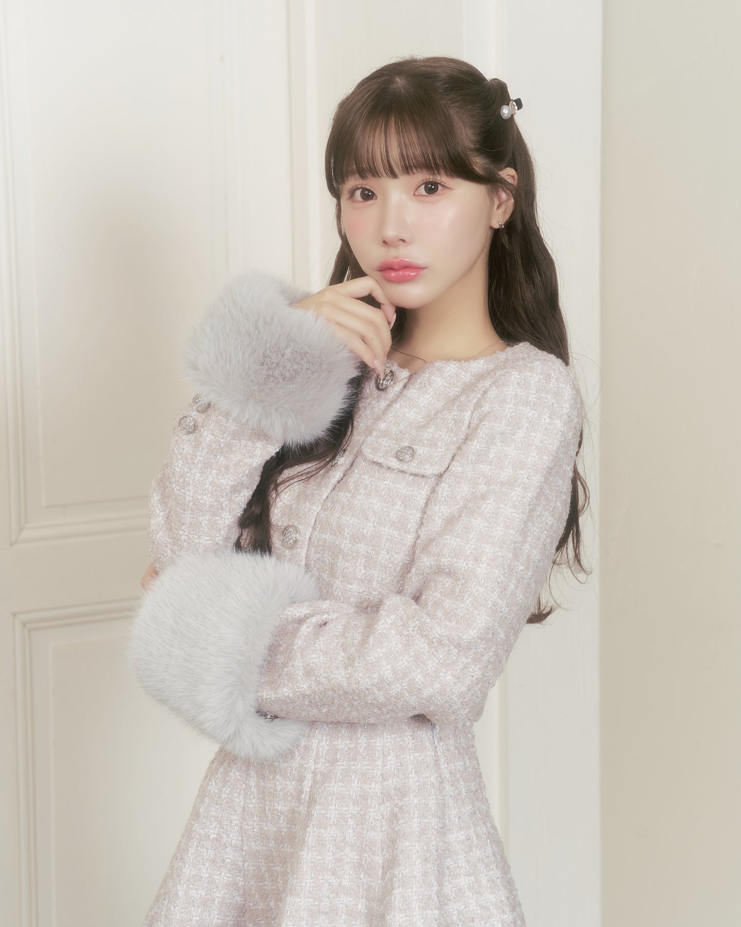 2way tweed like short jacket