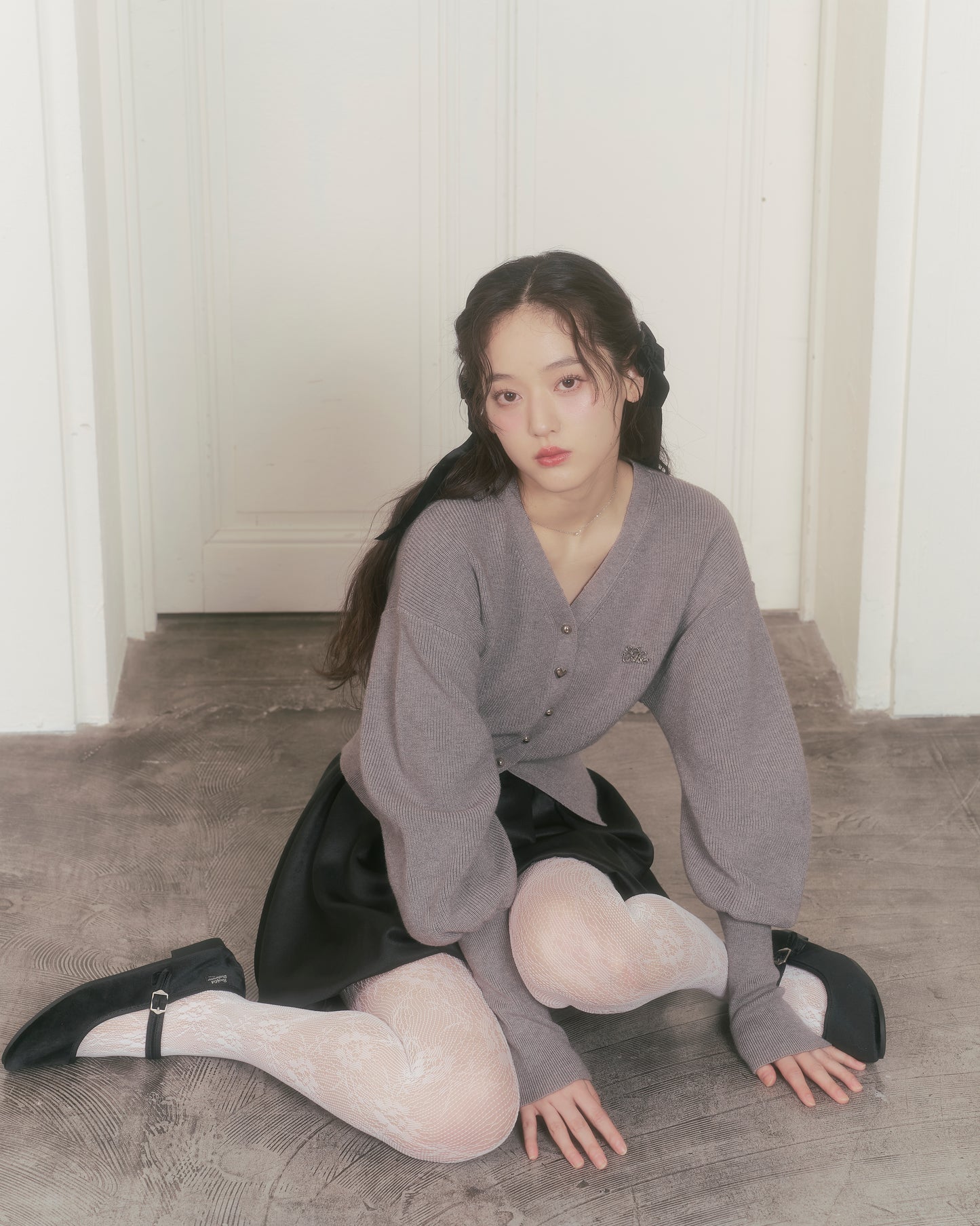 curve shape knit cardigan