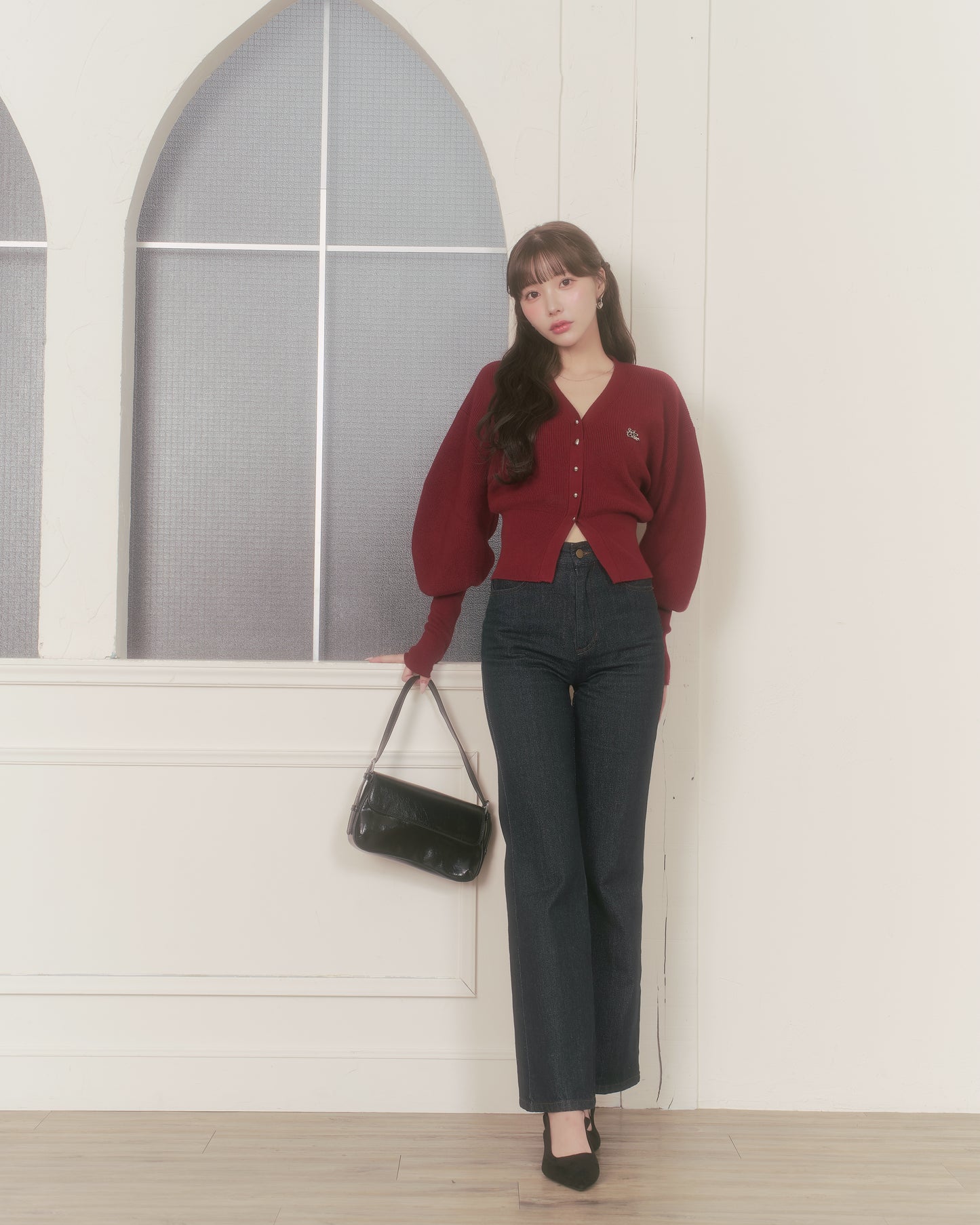 curve shape knit cardigan