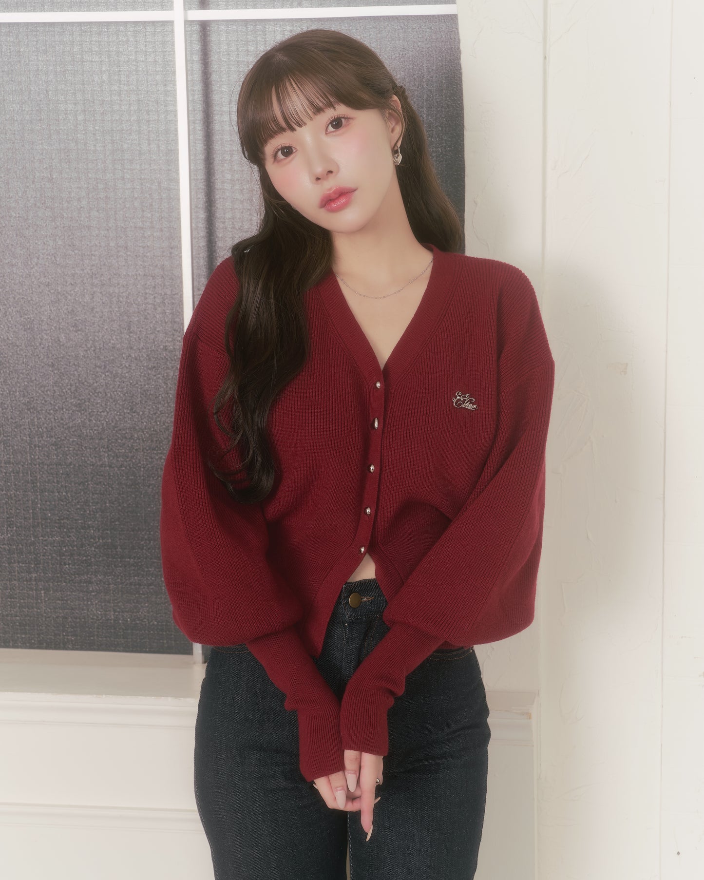 curve shape knit cardigan