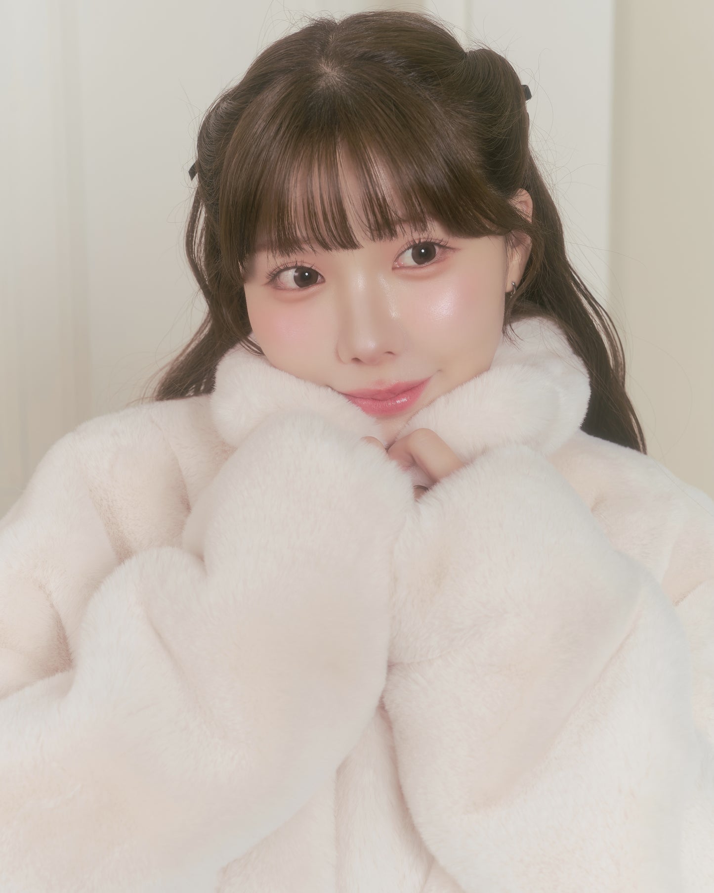fluffy short eco fur coat