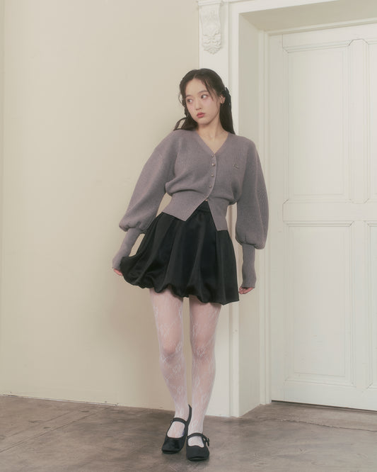 glossy balloon short skirt