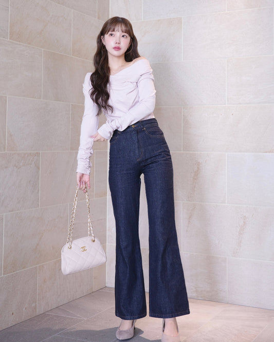 high-waste fit flare jeans