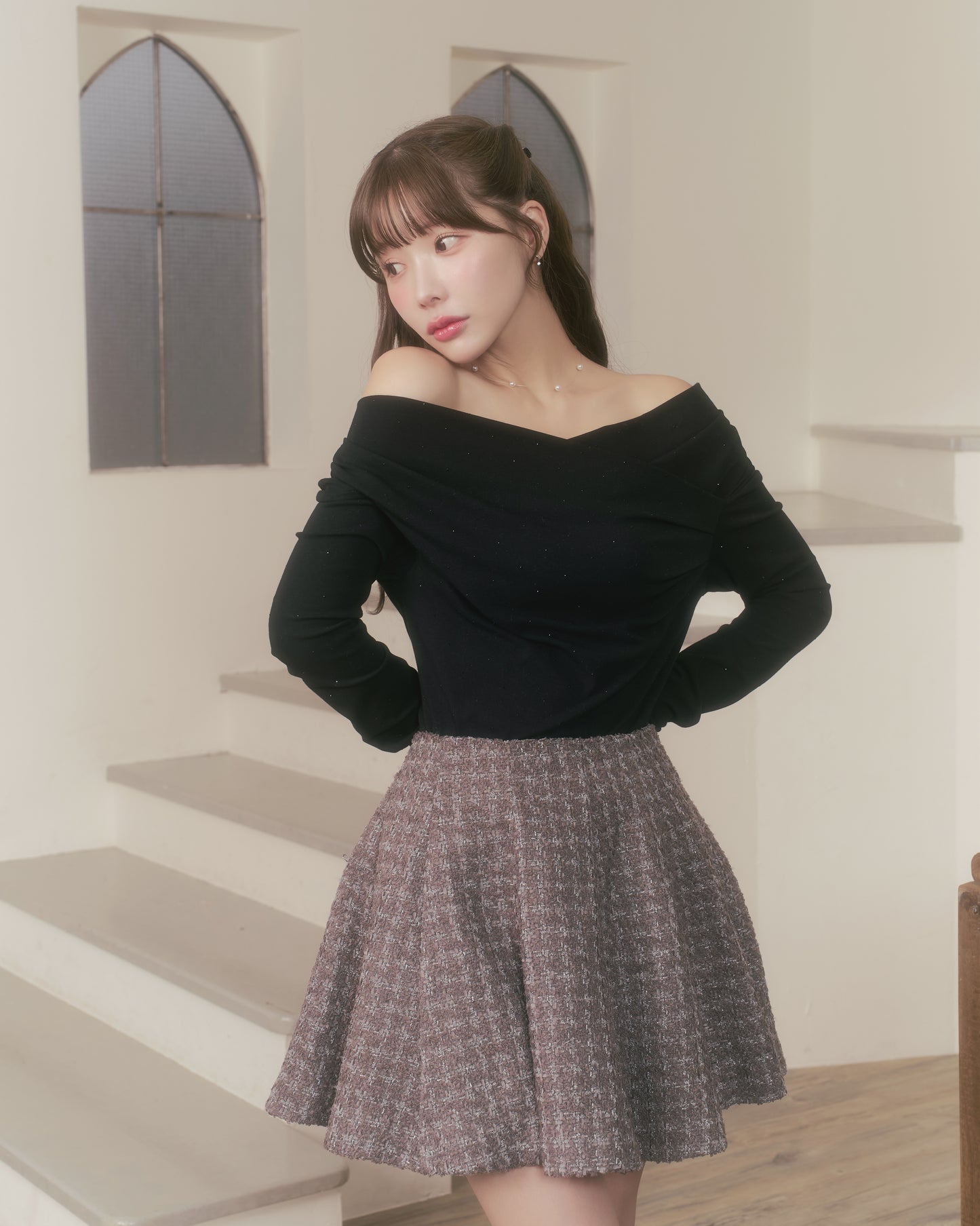 tear bijou off-shoulder tops