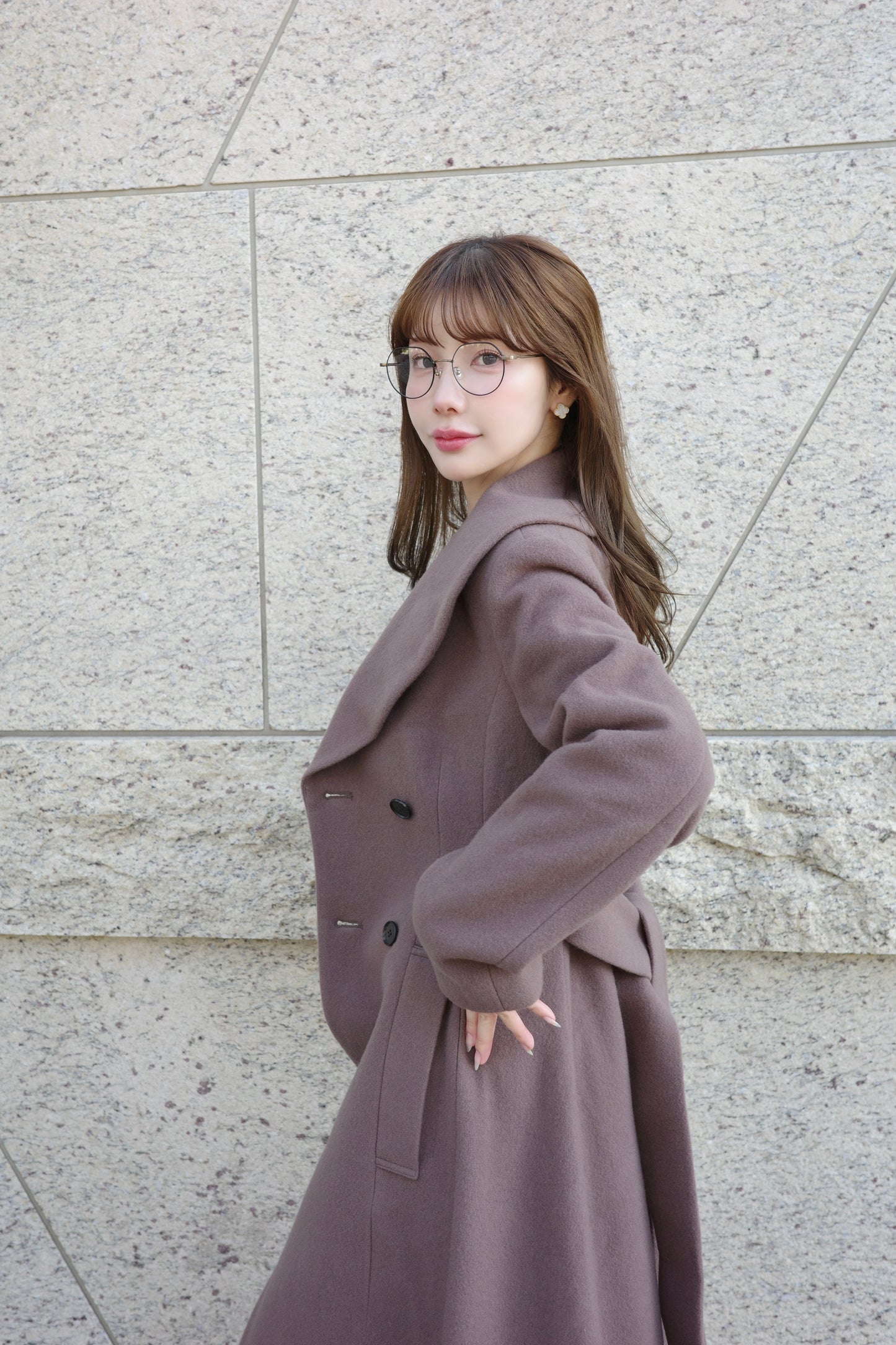 wool rich flare long coat