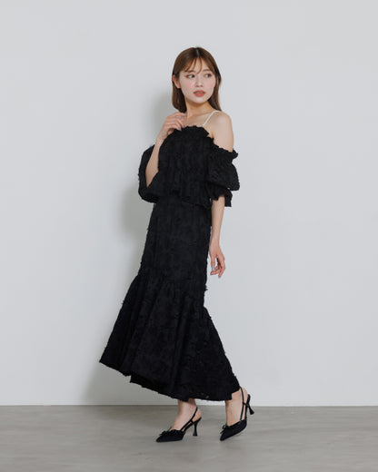 tiered fringe long skirt