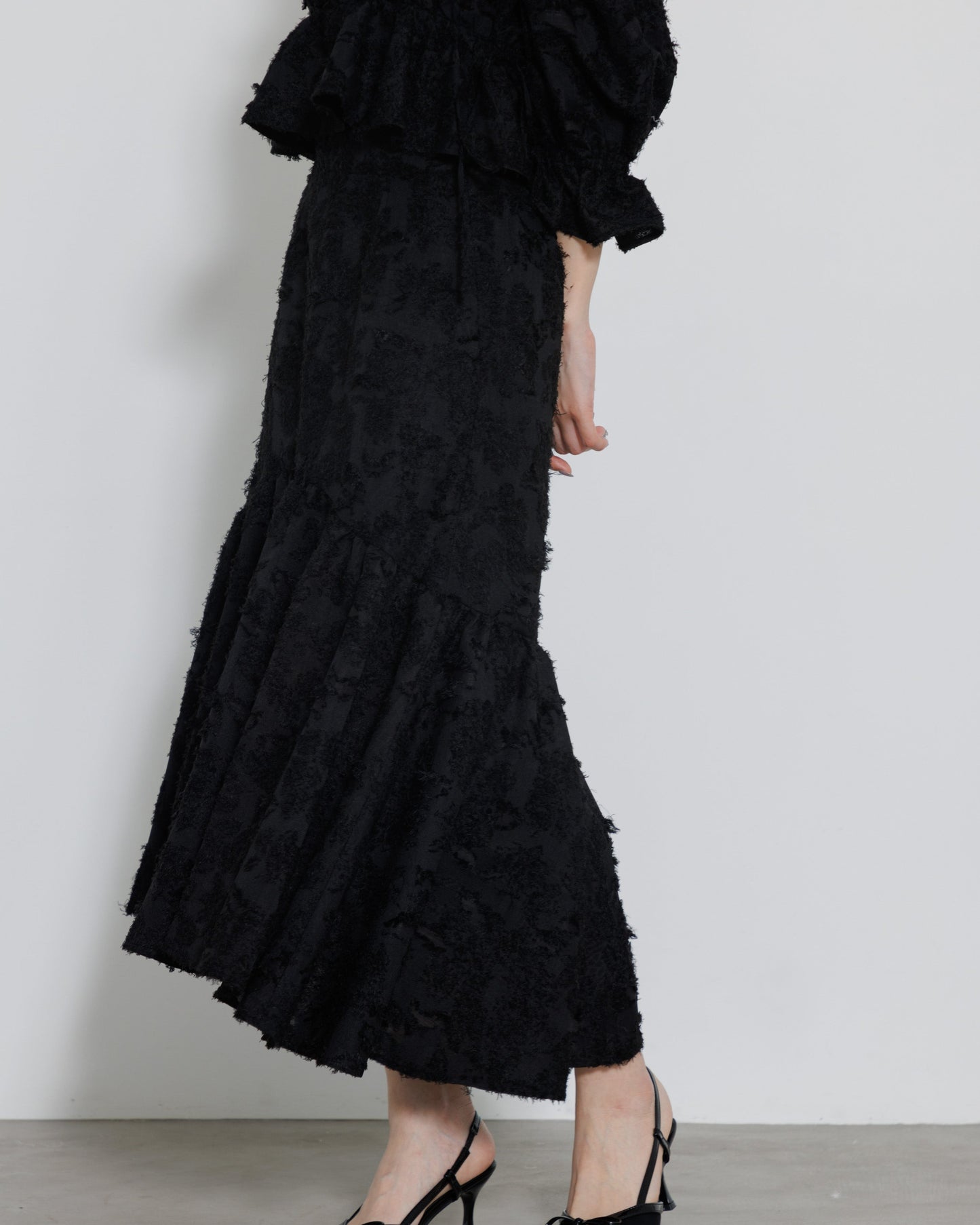 tiered fringe long skirt