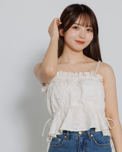pearl shoulder fringe blouse