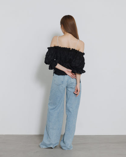 pearl shoulder fringe blouse