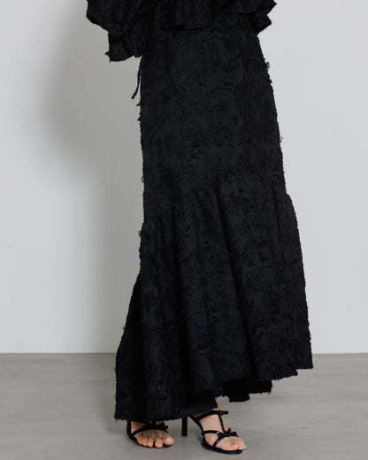 tiered fringe long skirt