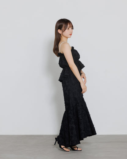 tiered fringe long skirt