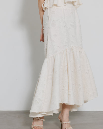 tiered fringe long skirt