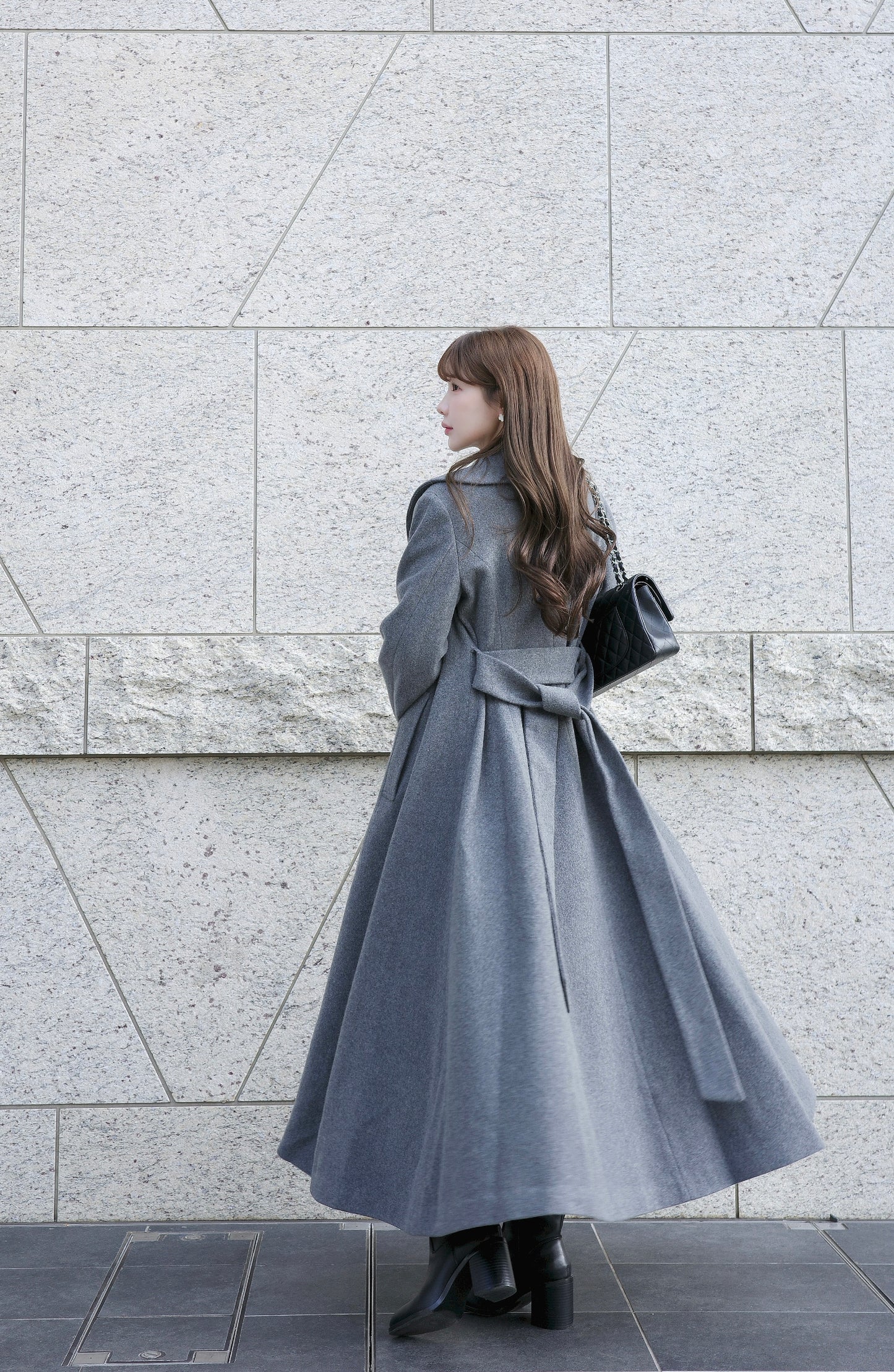 wool rich flare long coat