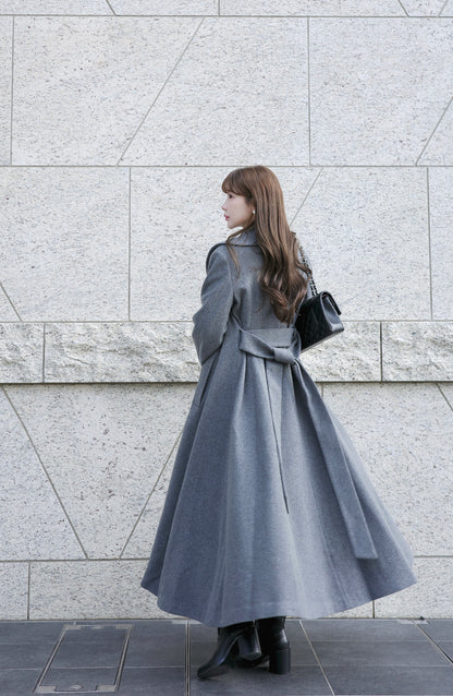 wool rich flare long coat