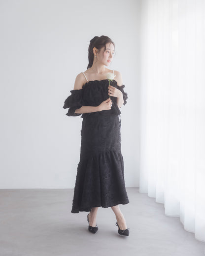 tiered fringe long skirt