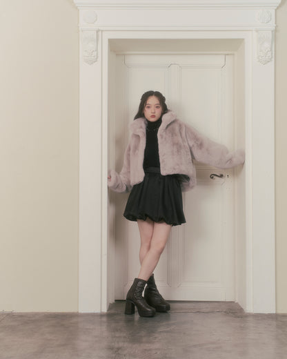 fluffy short eco fur coat