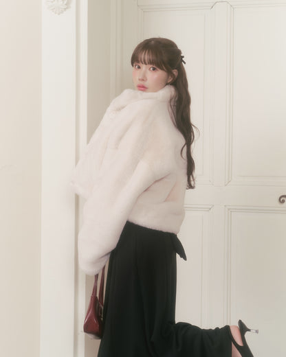 fluffy short eco fur coat