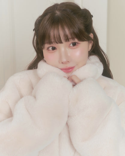 fluffy short eco fur coat