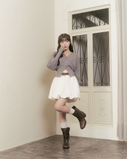 glossy balloon short skirt