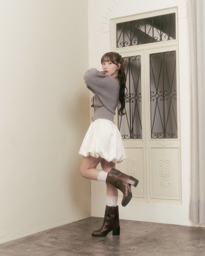 glossy balloon short skirt