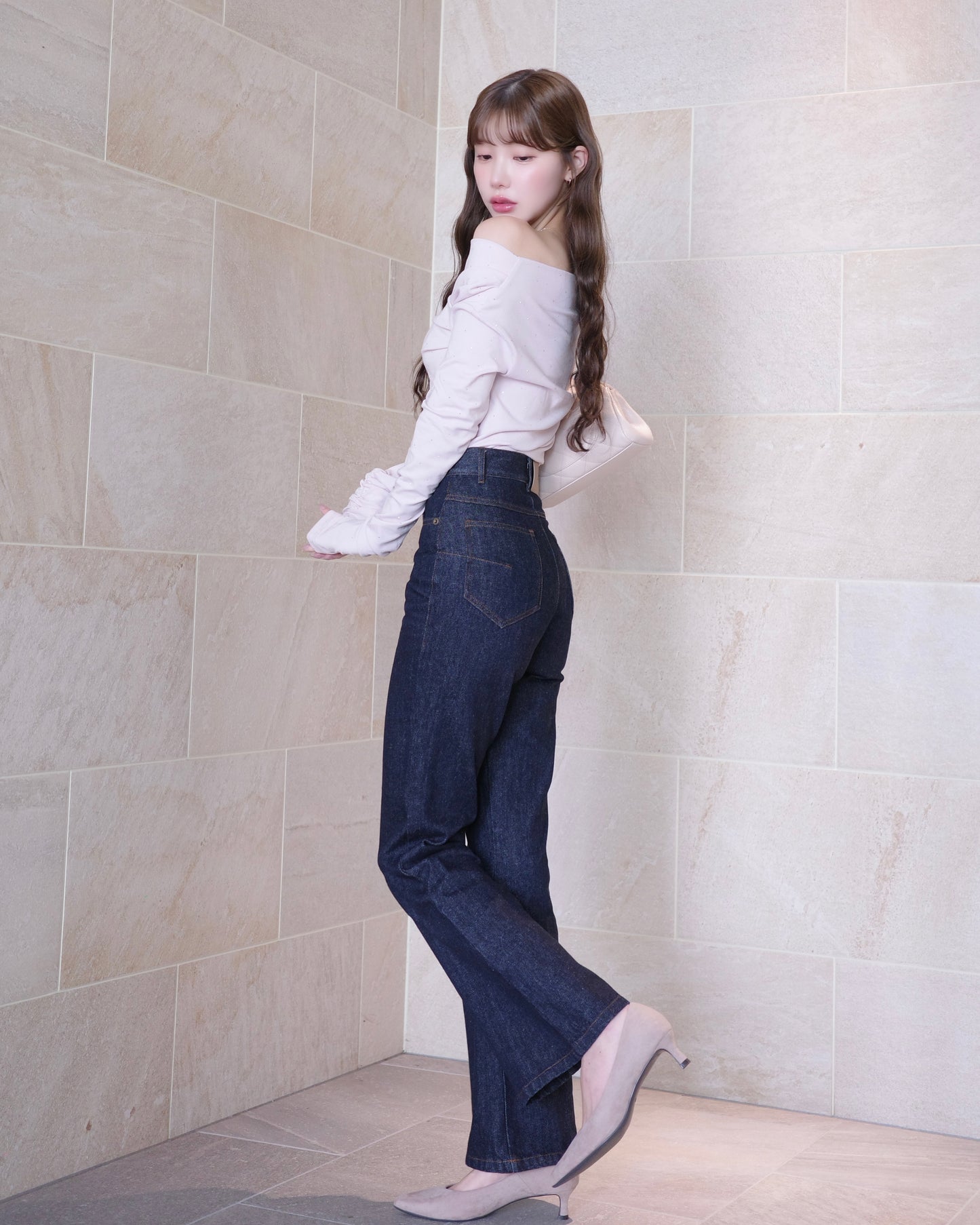 high-waste fit flare jeans