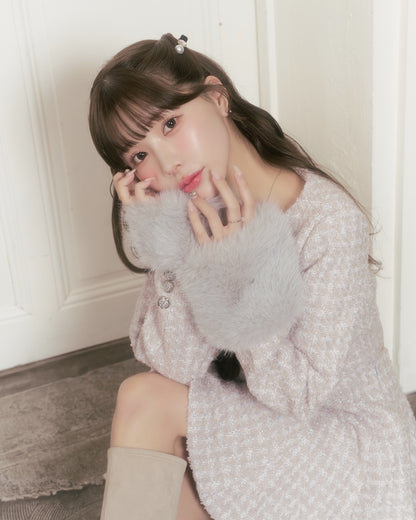 tweed like flare mini skirt