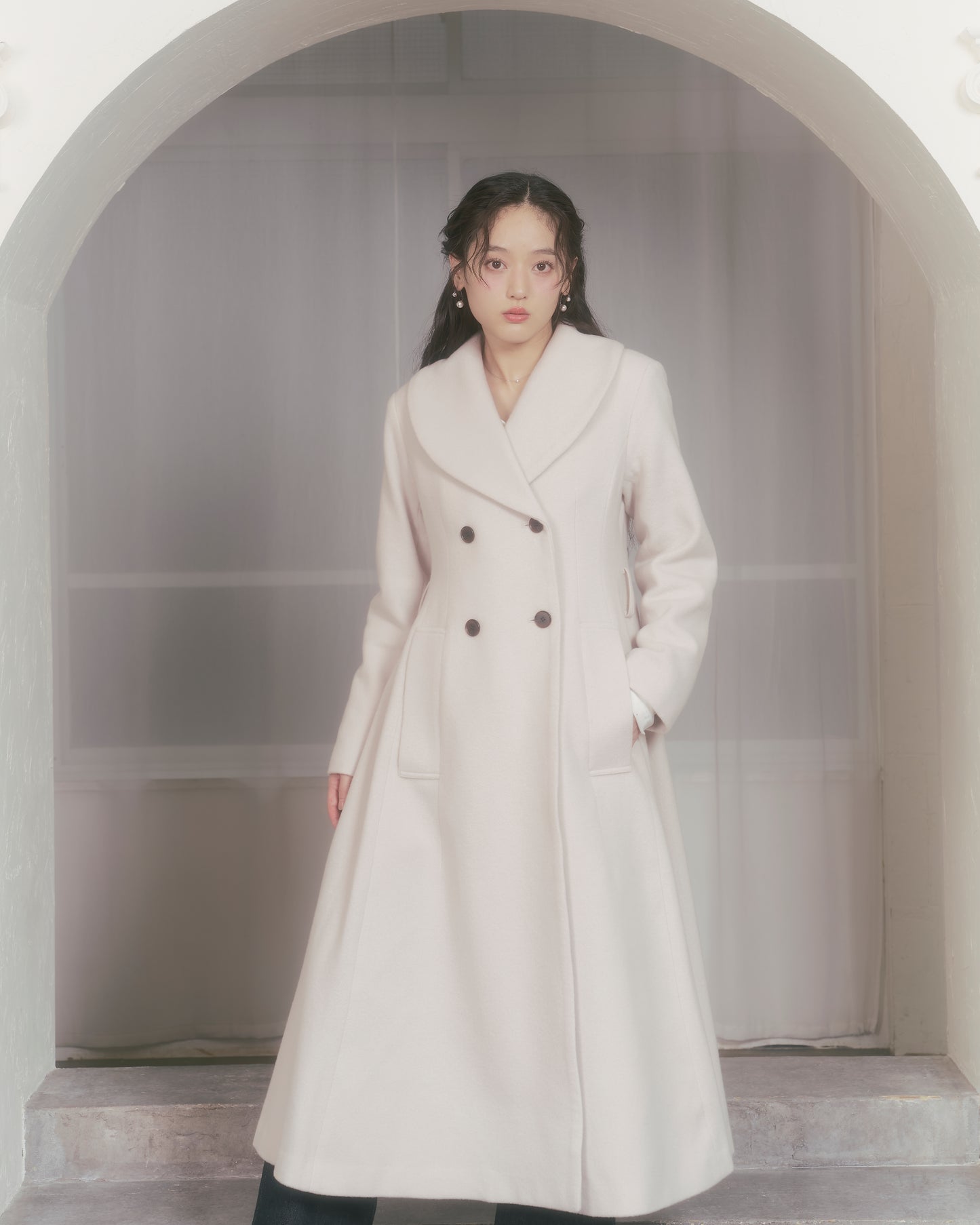 wool rich flare long coat