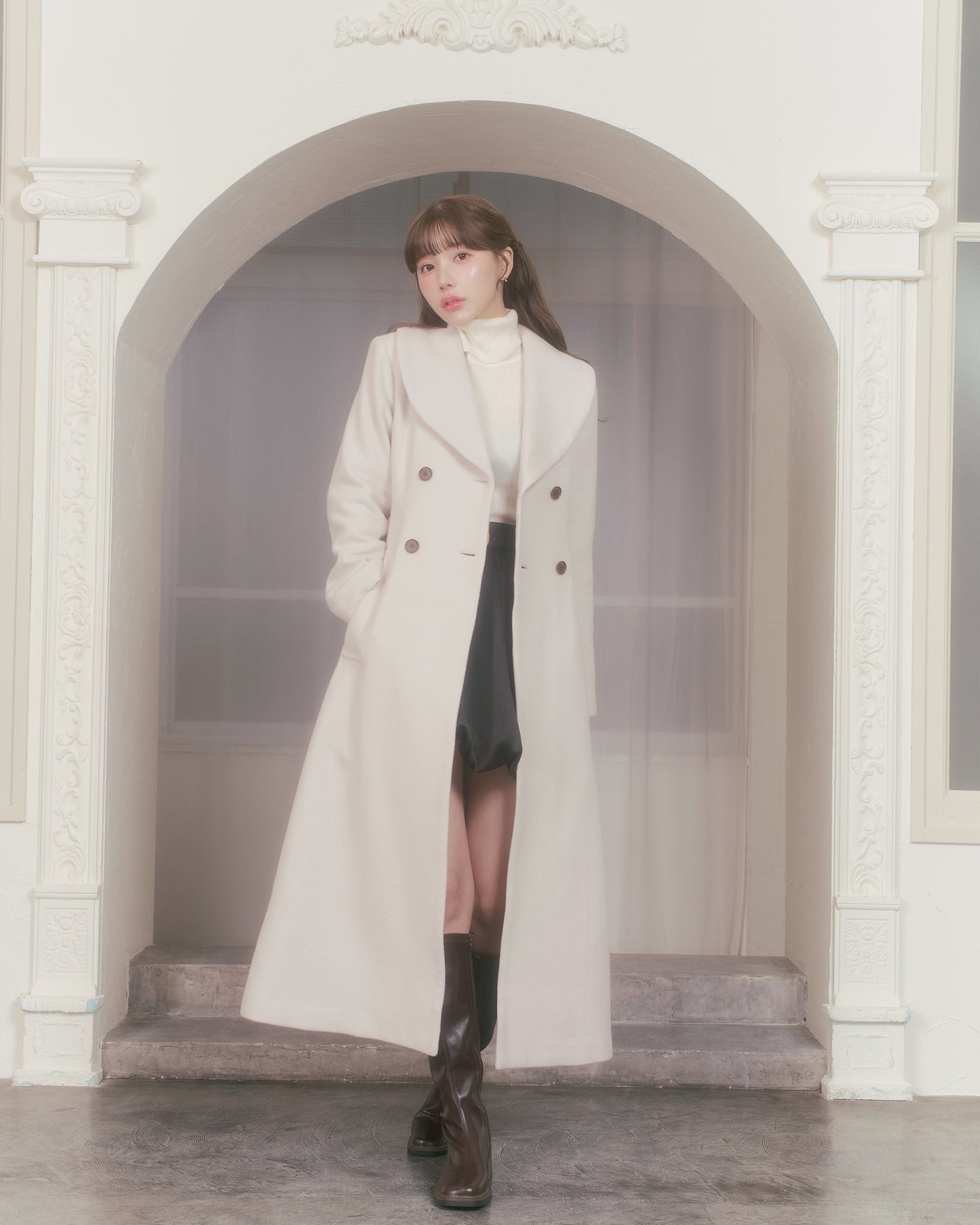 wool rich flare long coat